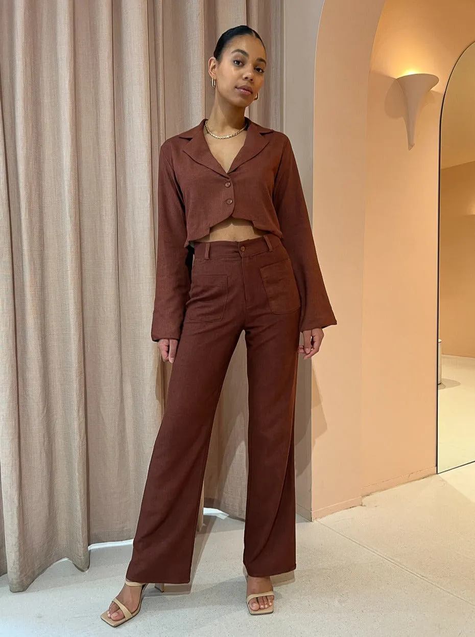 Savannah Morrow Jada Cropped Jacket in Mahogany