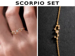 Scorpio Zodiac Constellation Bracelet and Ring Matching Set