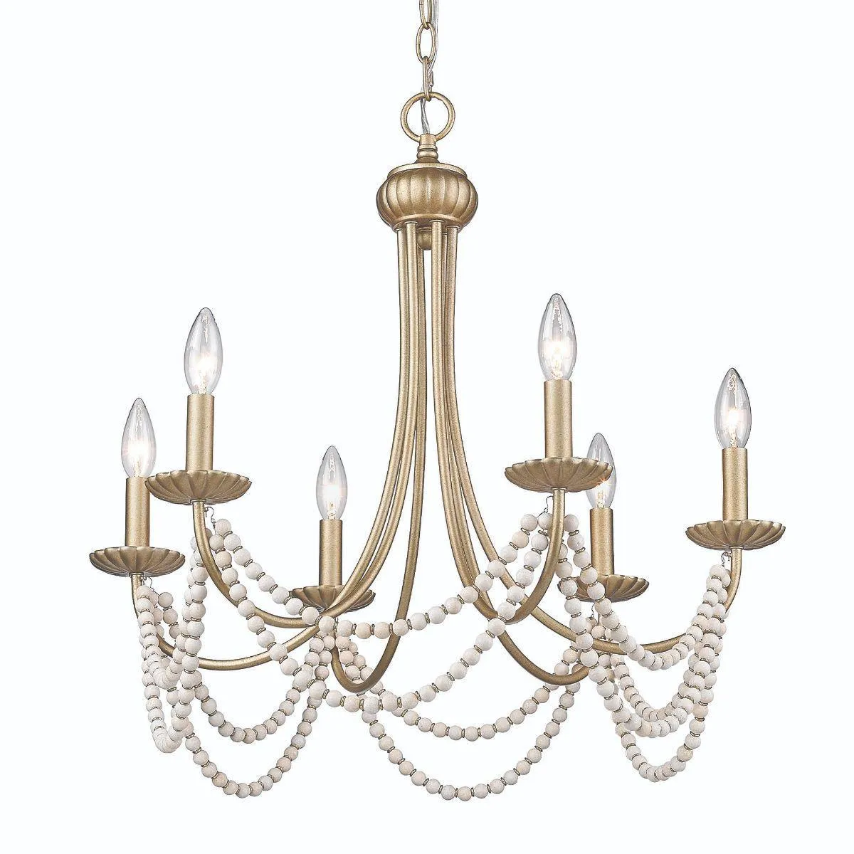 Serafina 6 Lights 25 in. Chandelier Gold Finish