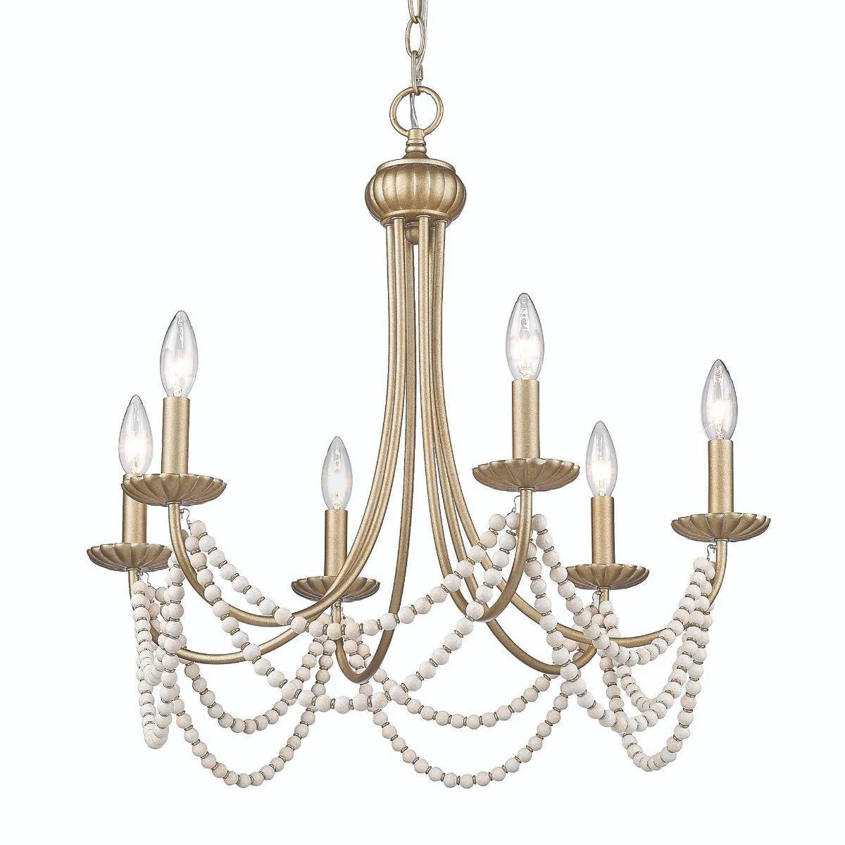 Serafina 6 Lights 25 in. Chandelier Gold Finish