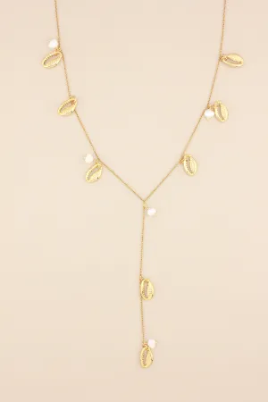 Shell & Pearl V Drop Necklace