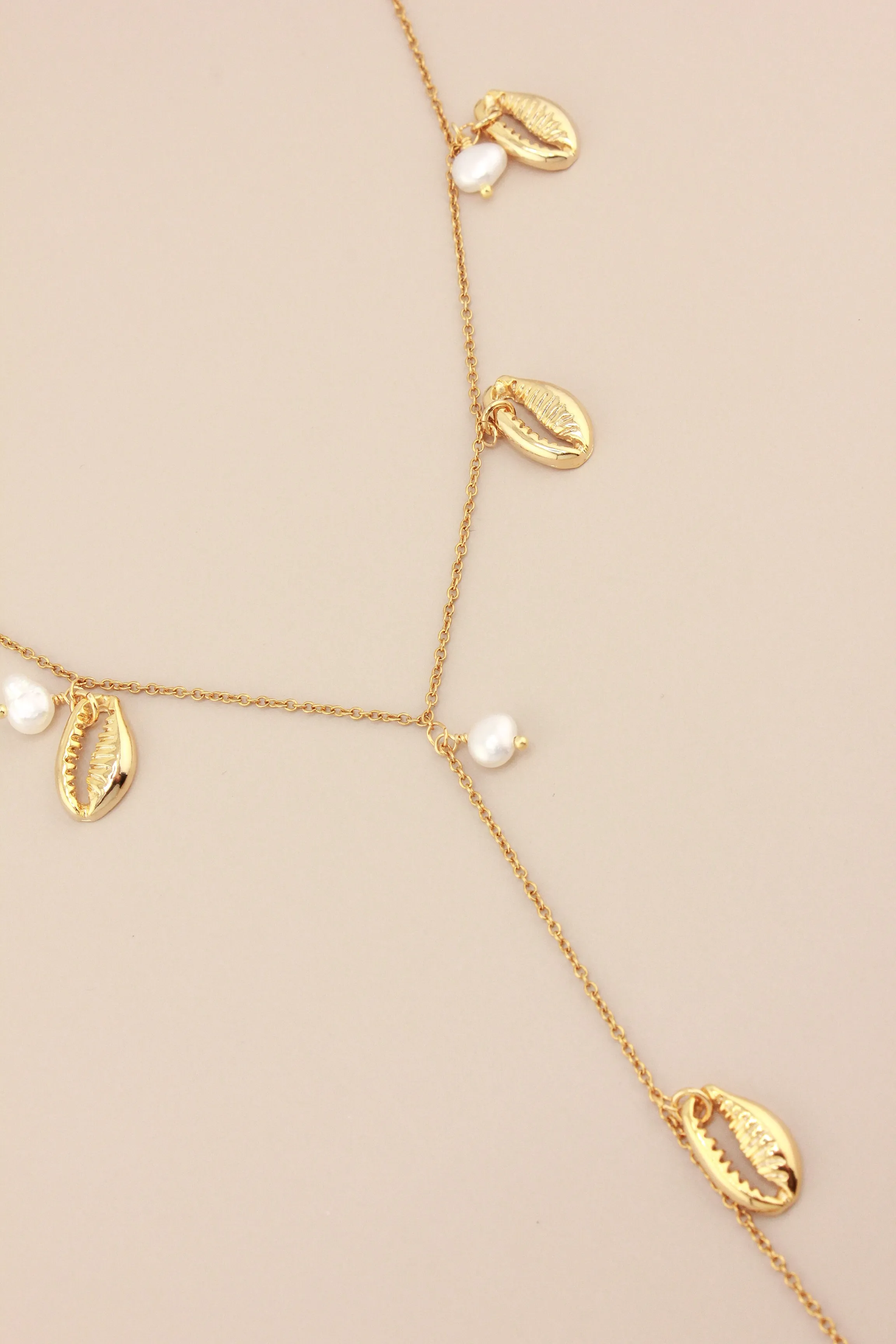 Shell & Pearl V Drop Necklace