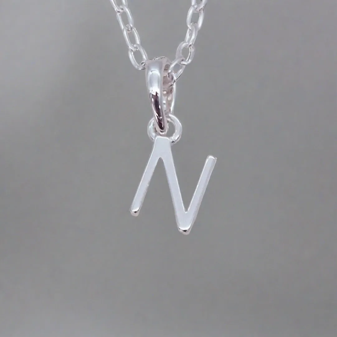 Silver Initial and January Garnet Birthstone Necklace