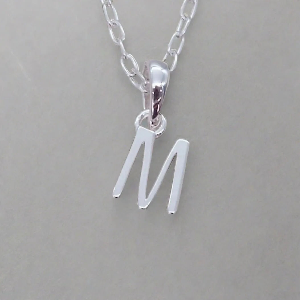 Silver Initial and January Garnet Birthstone Necklace