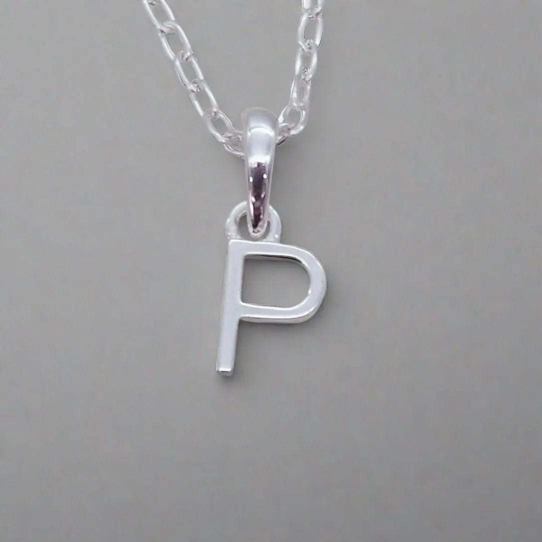 Silver Initial and January Garnet Birthstone Necklace