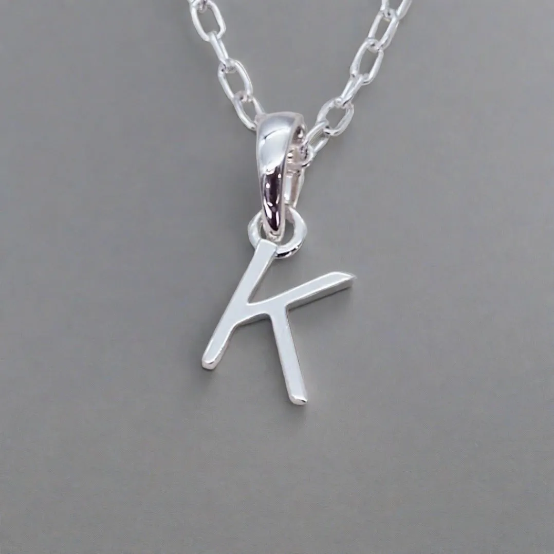 Silver Initial and January Garnet Birthstone Necklace