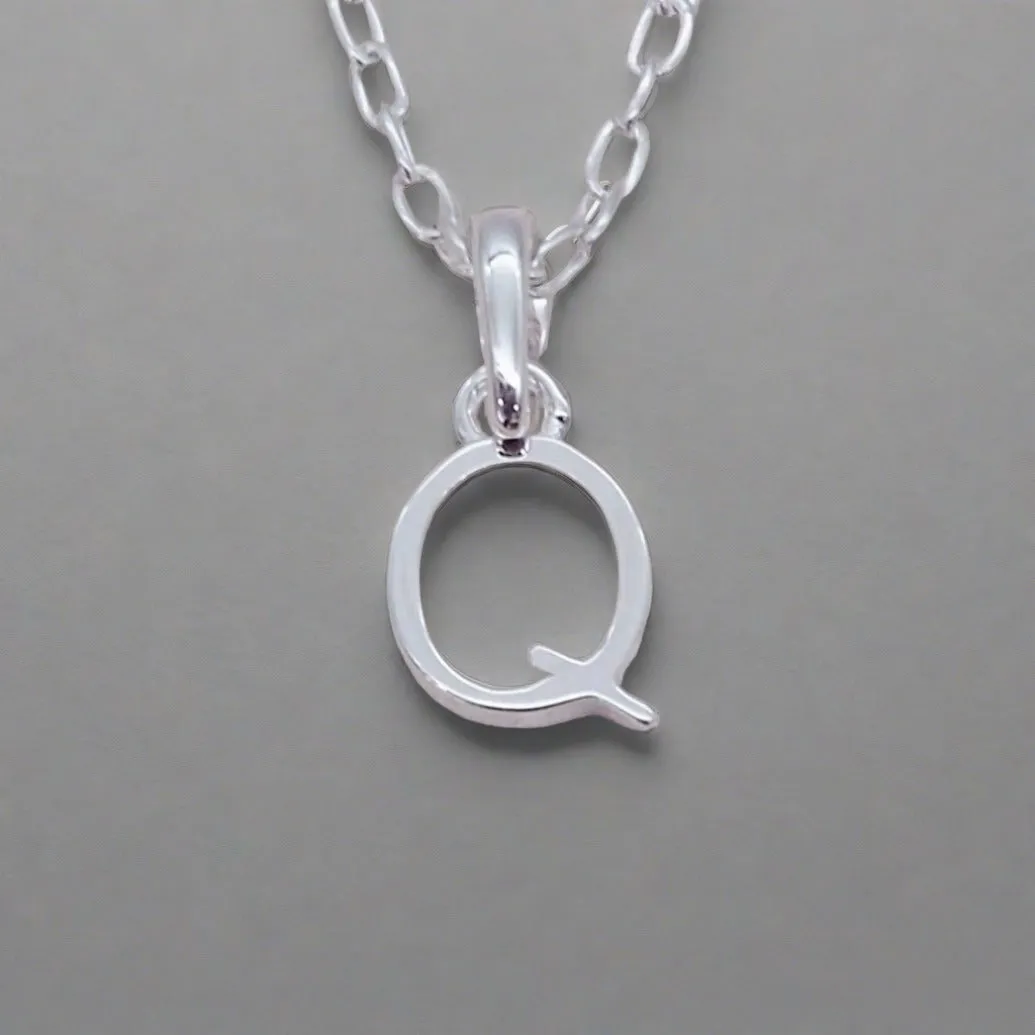 Silver Initial and January Garnet Birthstone Necklace