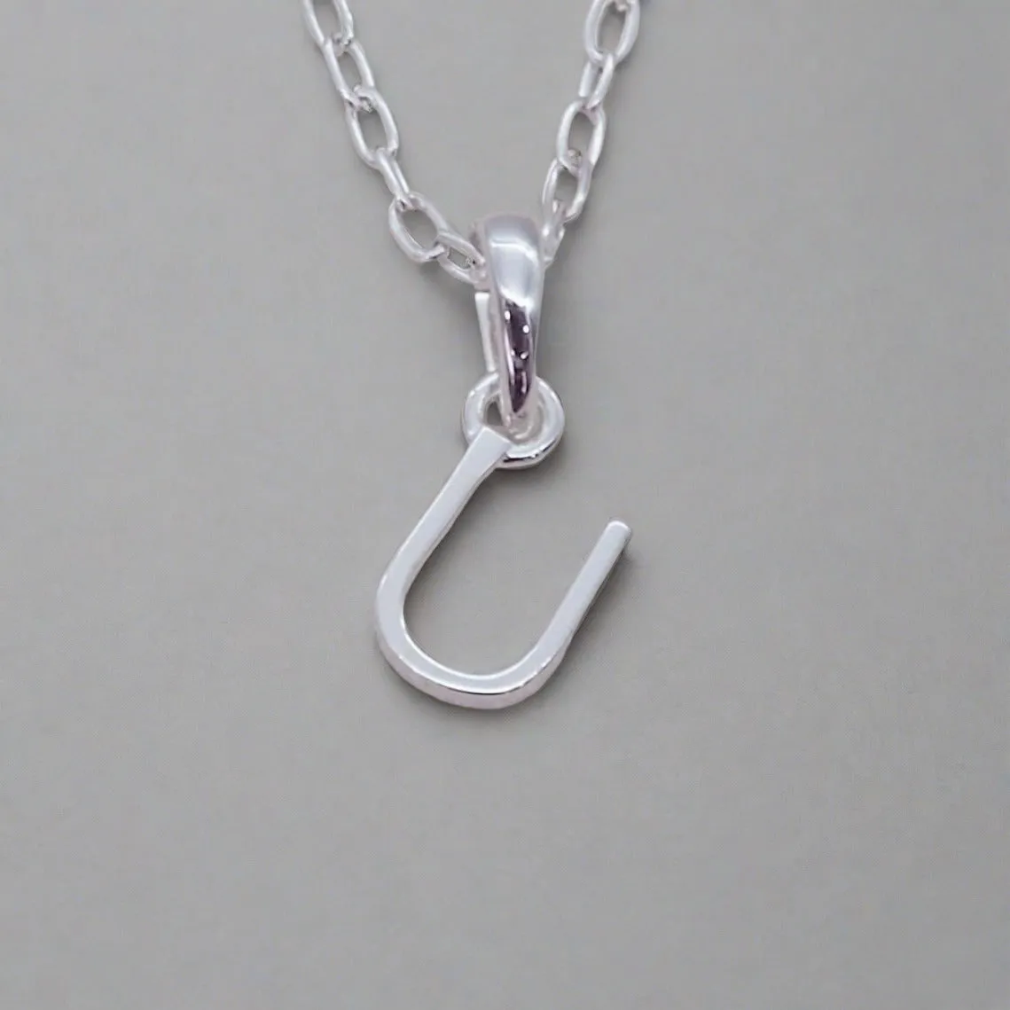 Silver Initial and January Garnet Birthstone Necklace