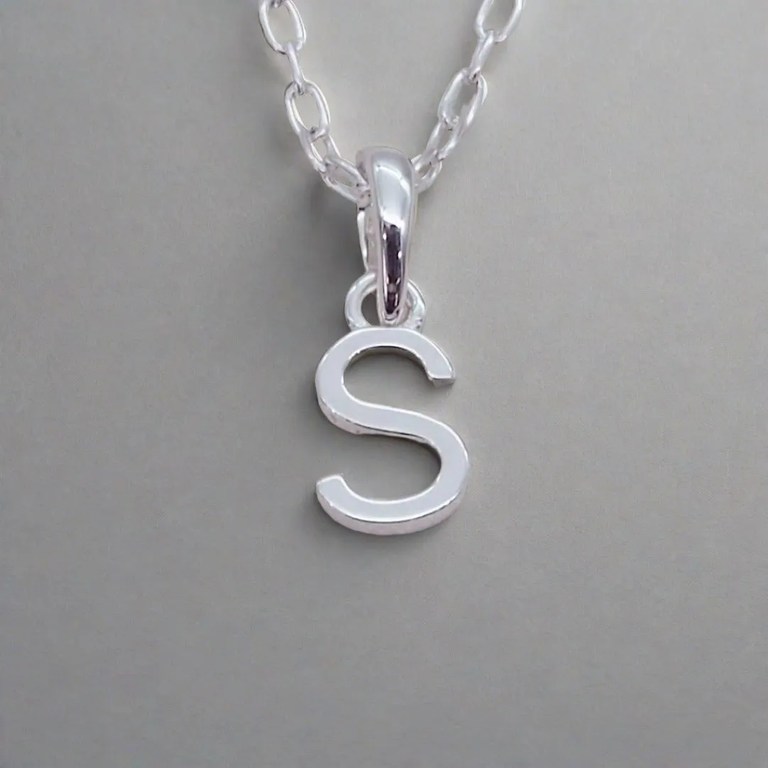 Silver Initial and January Garnet Birthstone Necklace