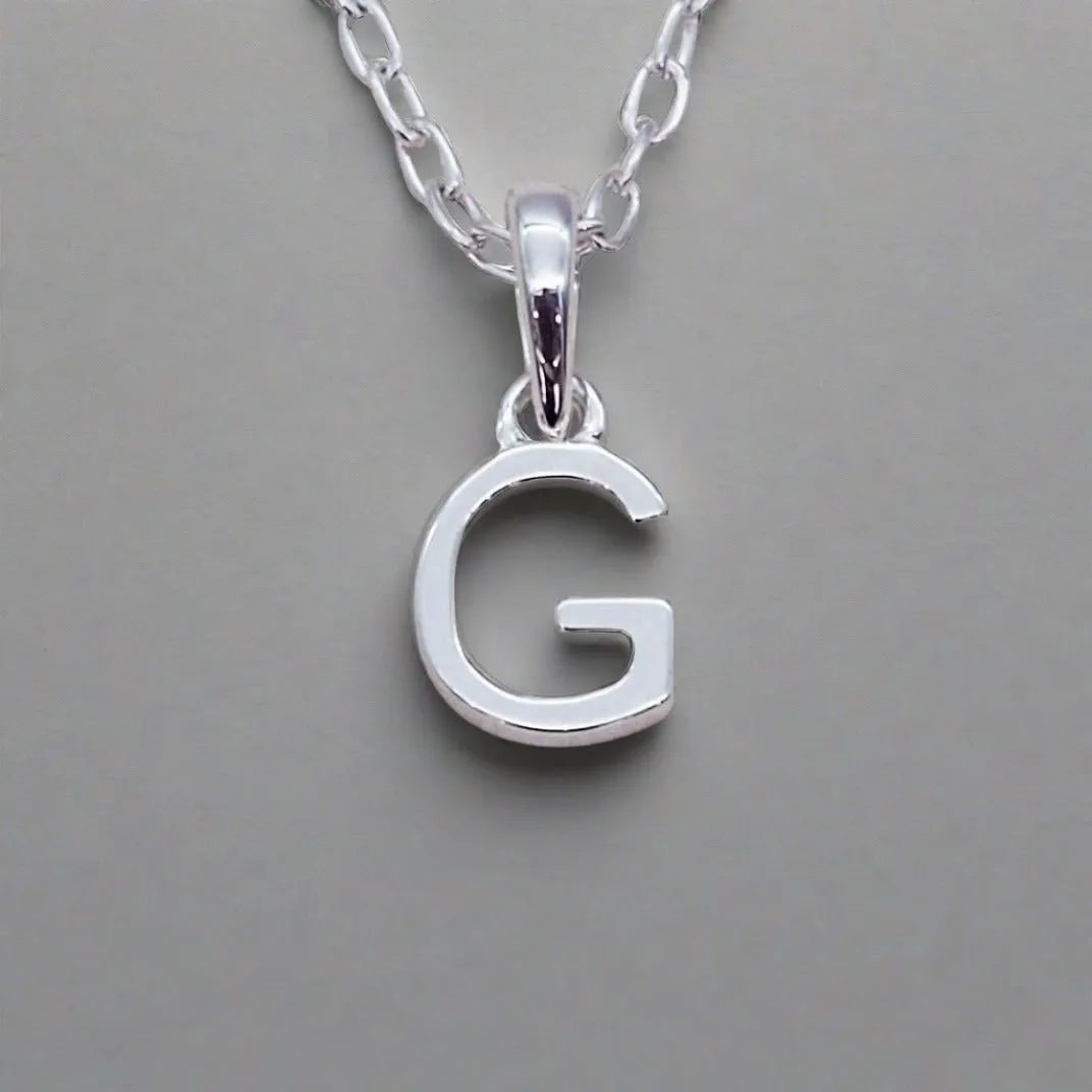 Silver Initial and January Garnet Birthstone Necklace