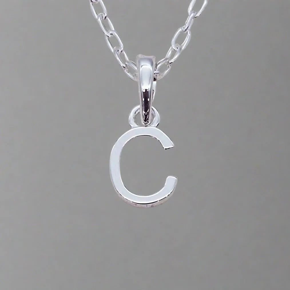 Silver Initial and January Garnet Birthstone Necklace