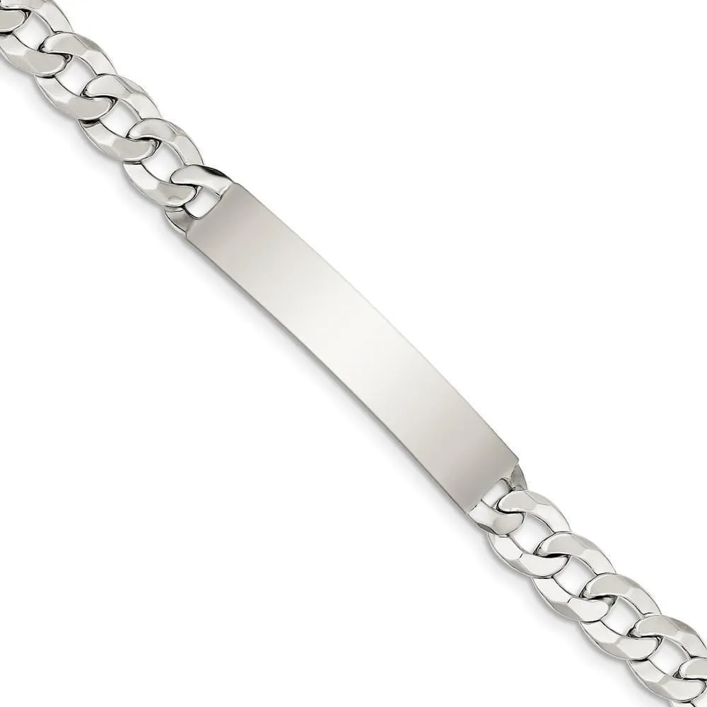 Silver Polished Curb Link ID 8.50 inch Bracelet