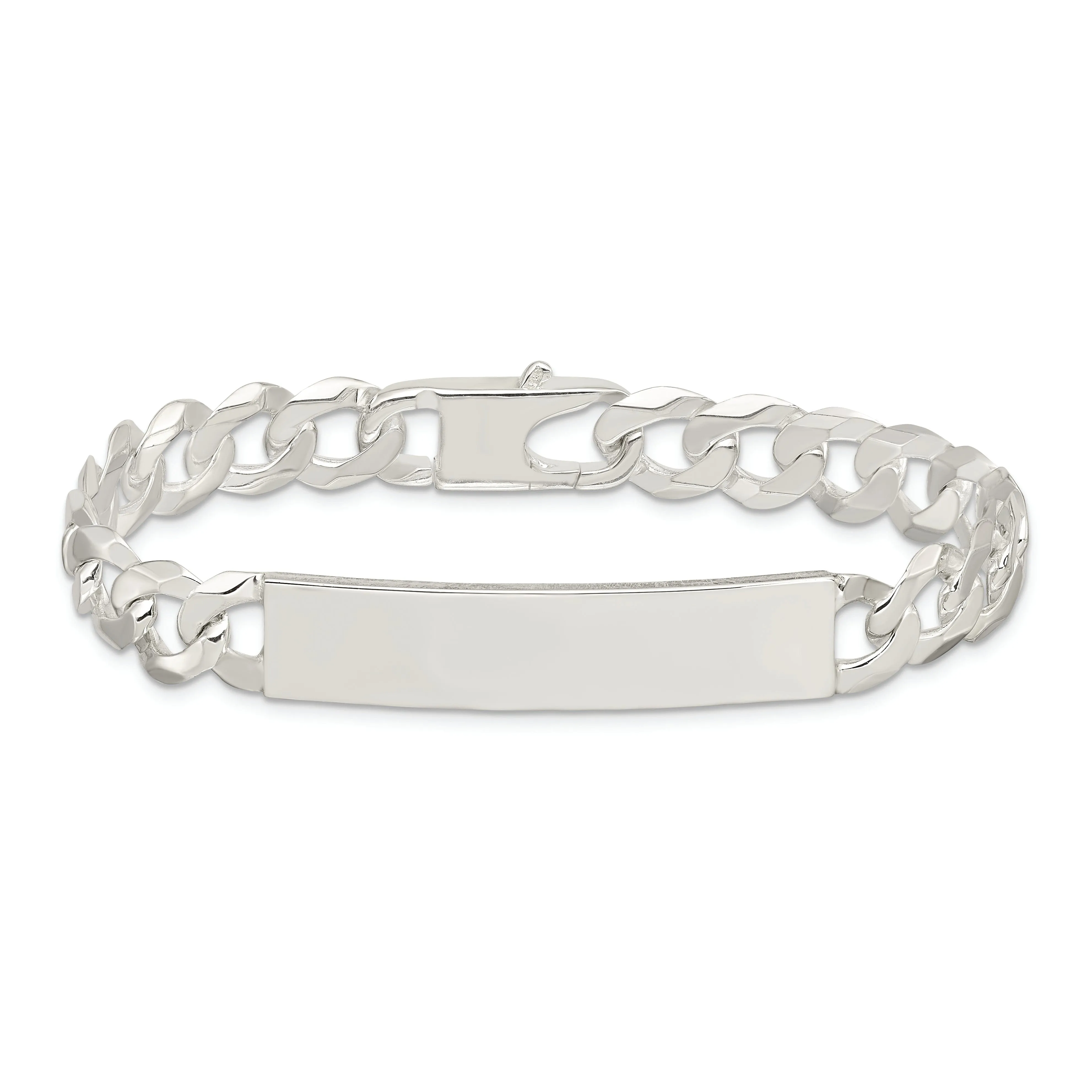 Silver Polished Curb Link ID 8.50 inch Bracelet