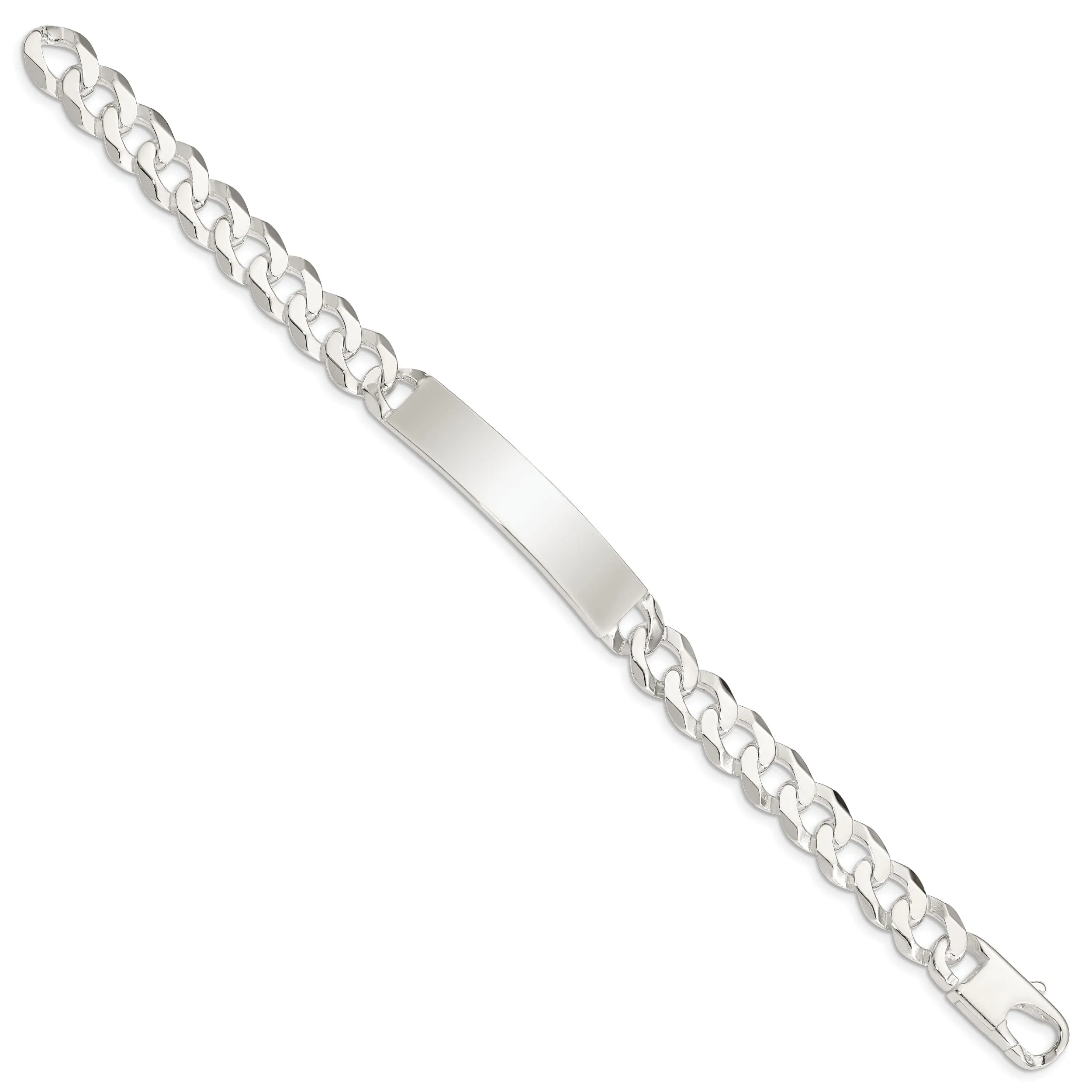 Silver Polished Curb Link ID 8.50 inch Bracelet