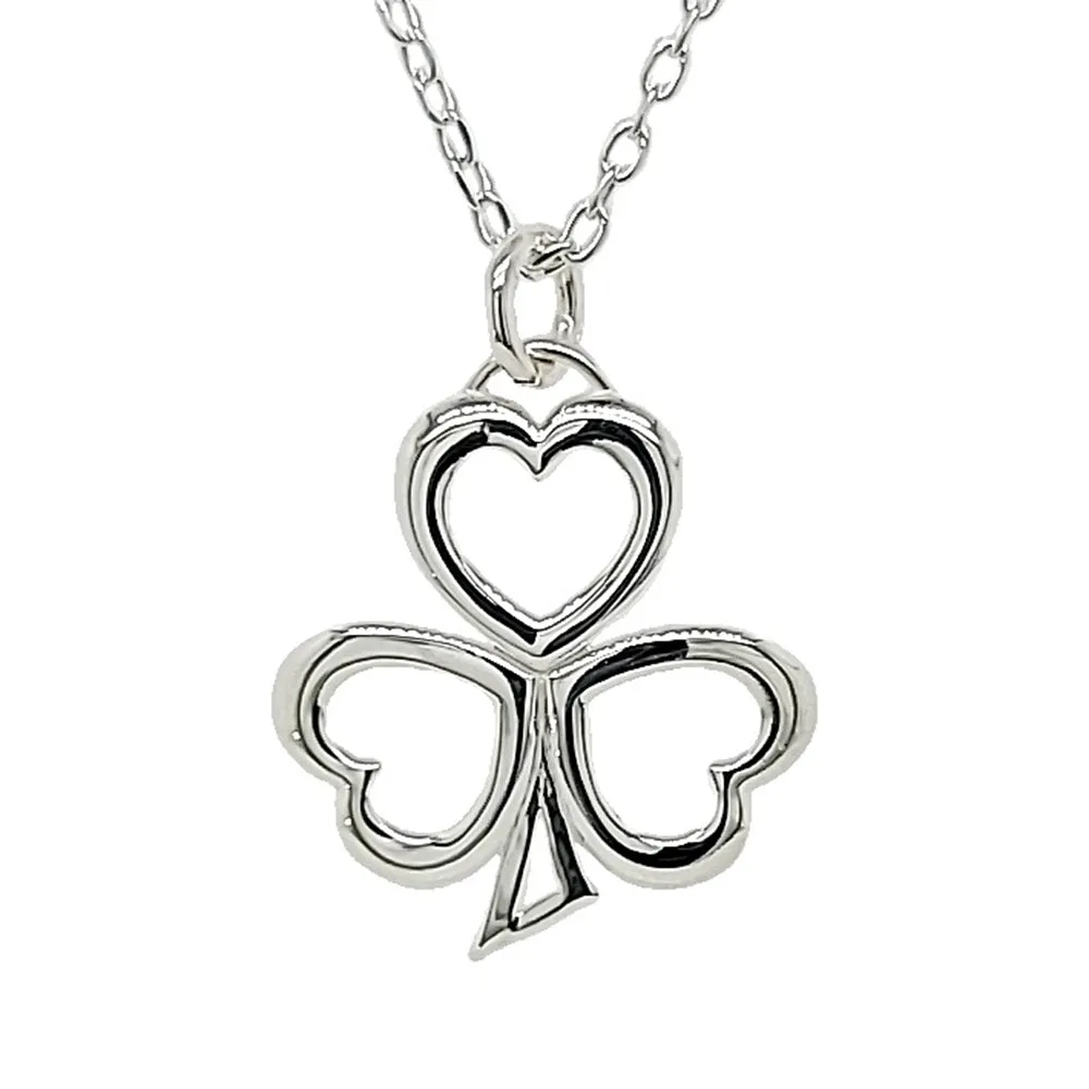 Silver Shamrock Pendant and Necklace