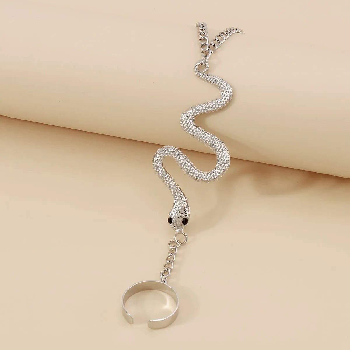 Snake pendant chain ring bracelet