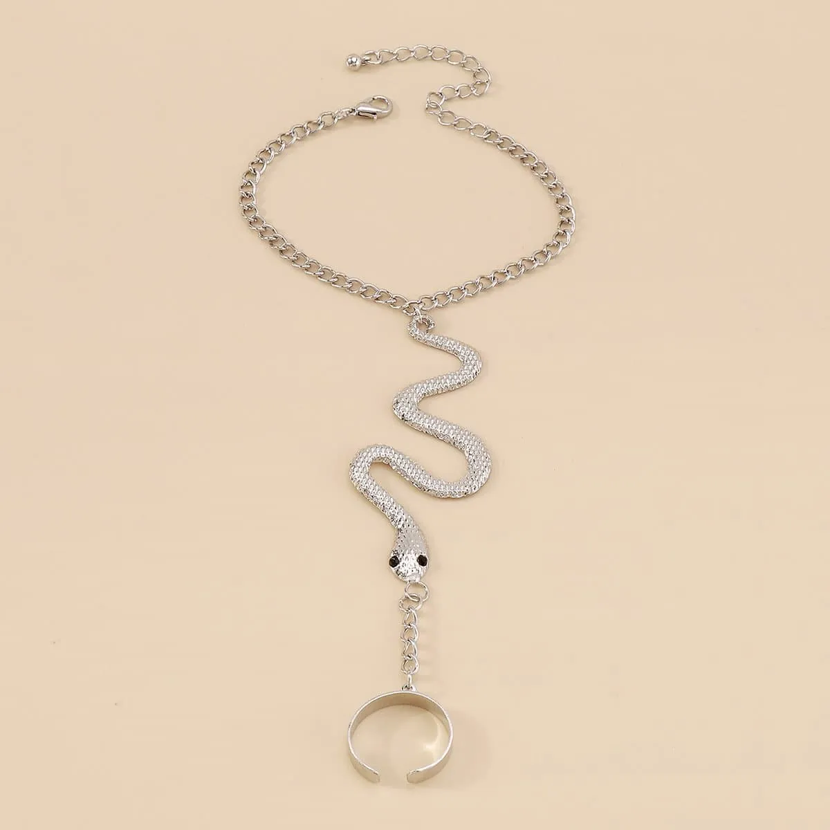 Snake pendant chain ring bracelet