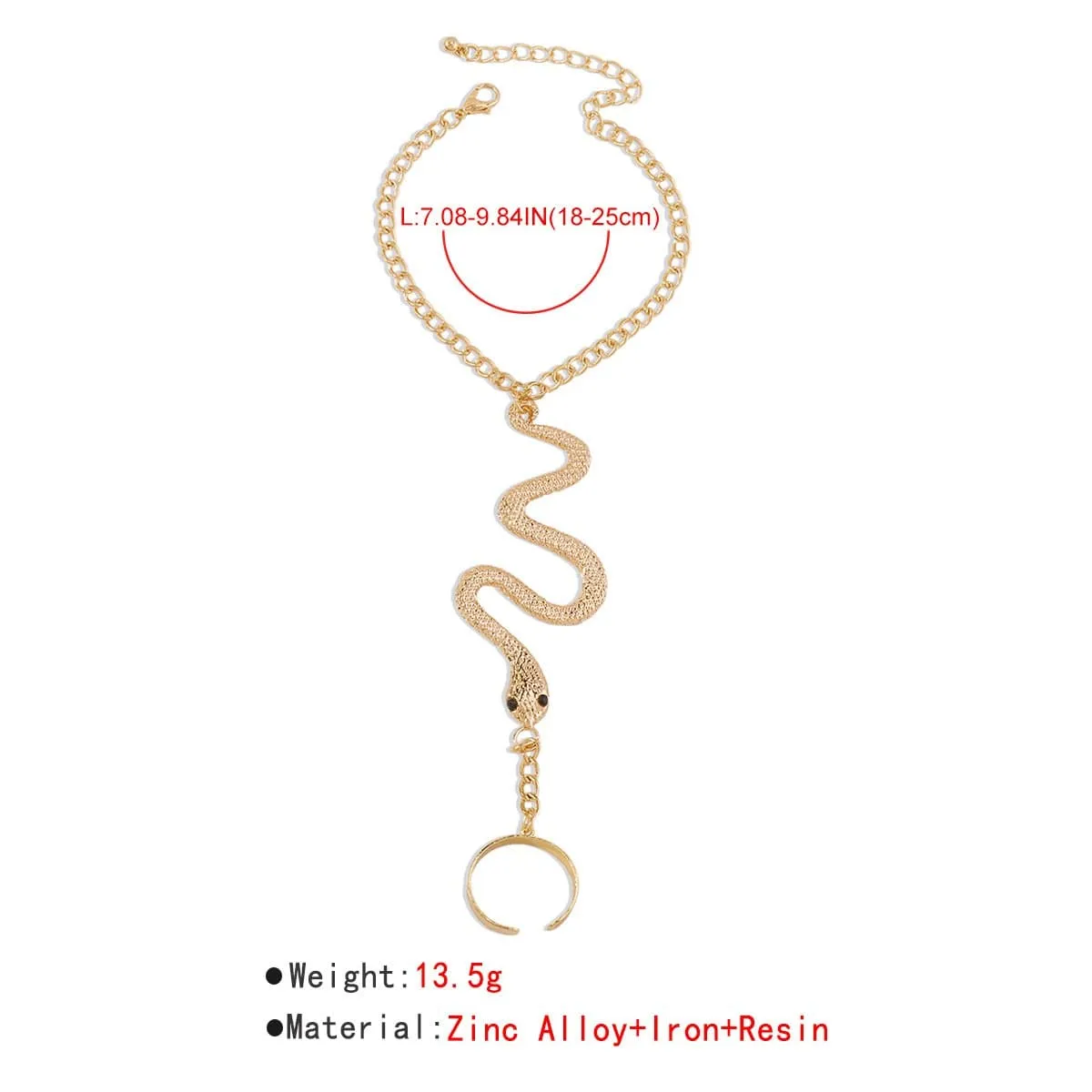 Snake pendant chain ring bracelet