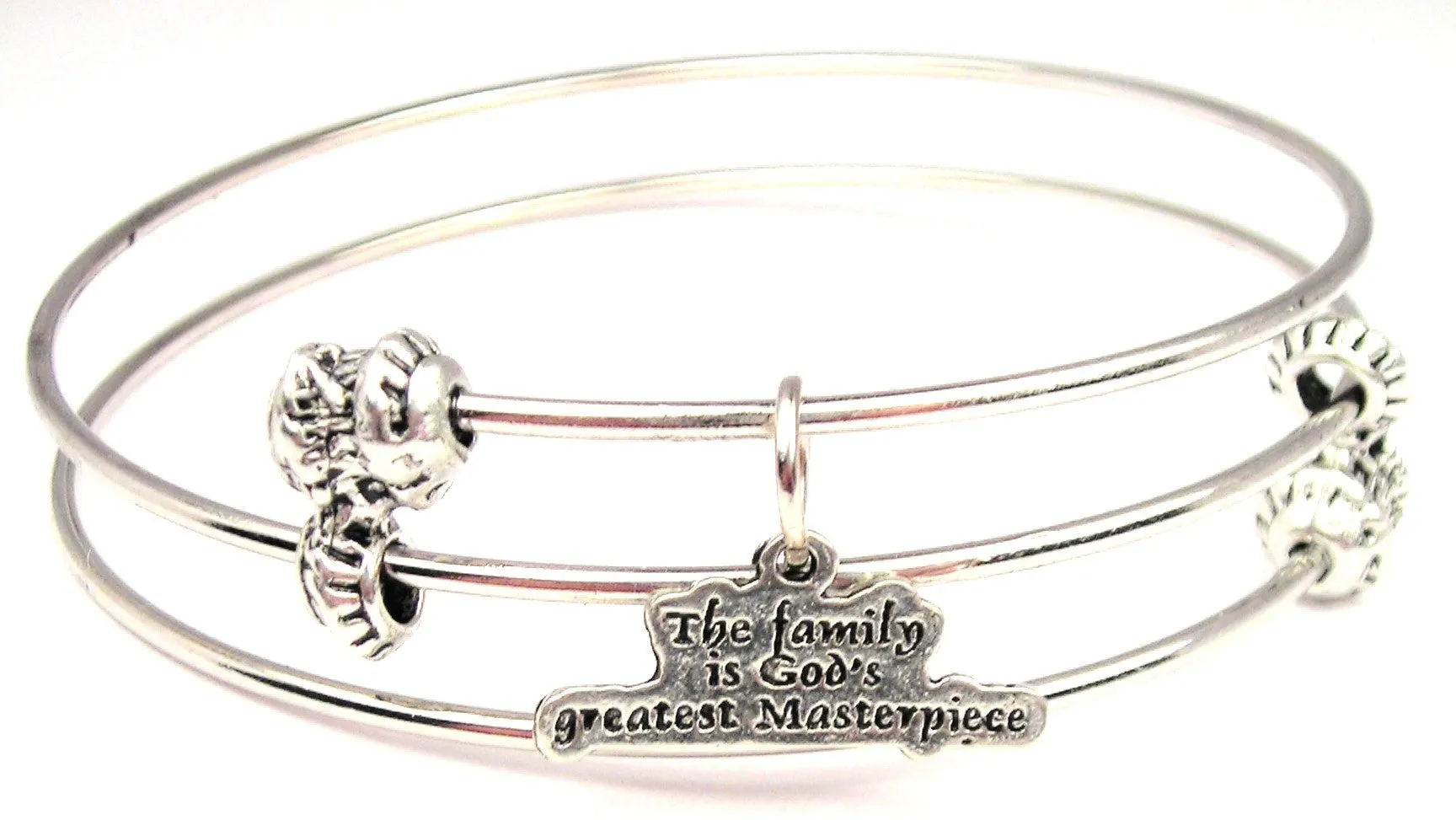 The Family Is Gods Greatest Masterpiece Triple Style Expandable Bangle Bracelet