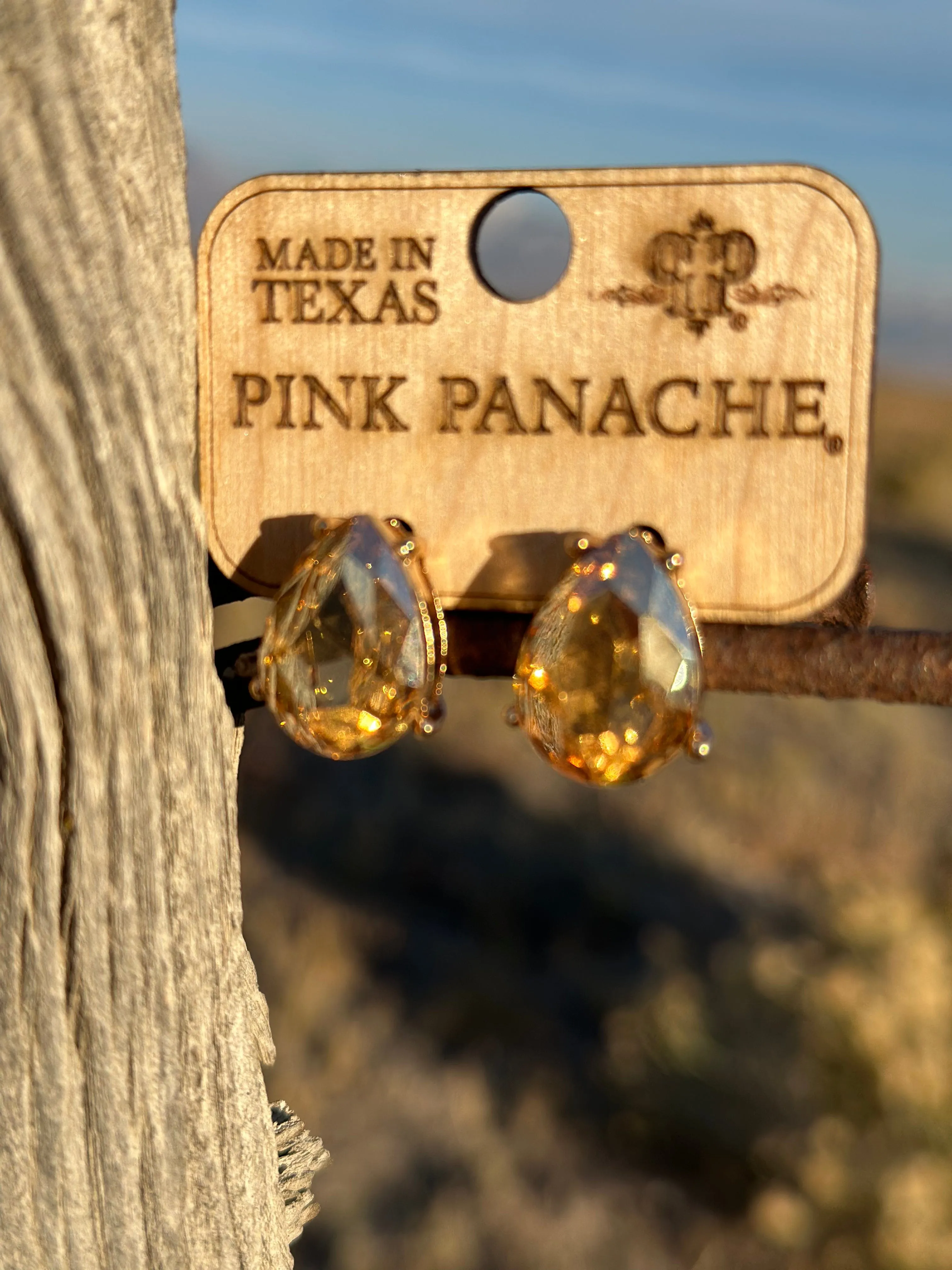 The Pink Panache Amber Crystal Teardrop Stud Earring