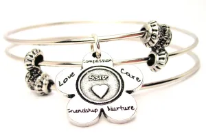 The Sister Flower Small Triple Style Expandable Bangle Bracelet