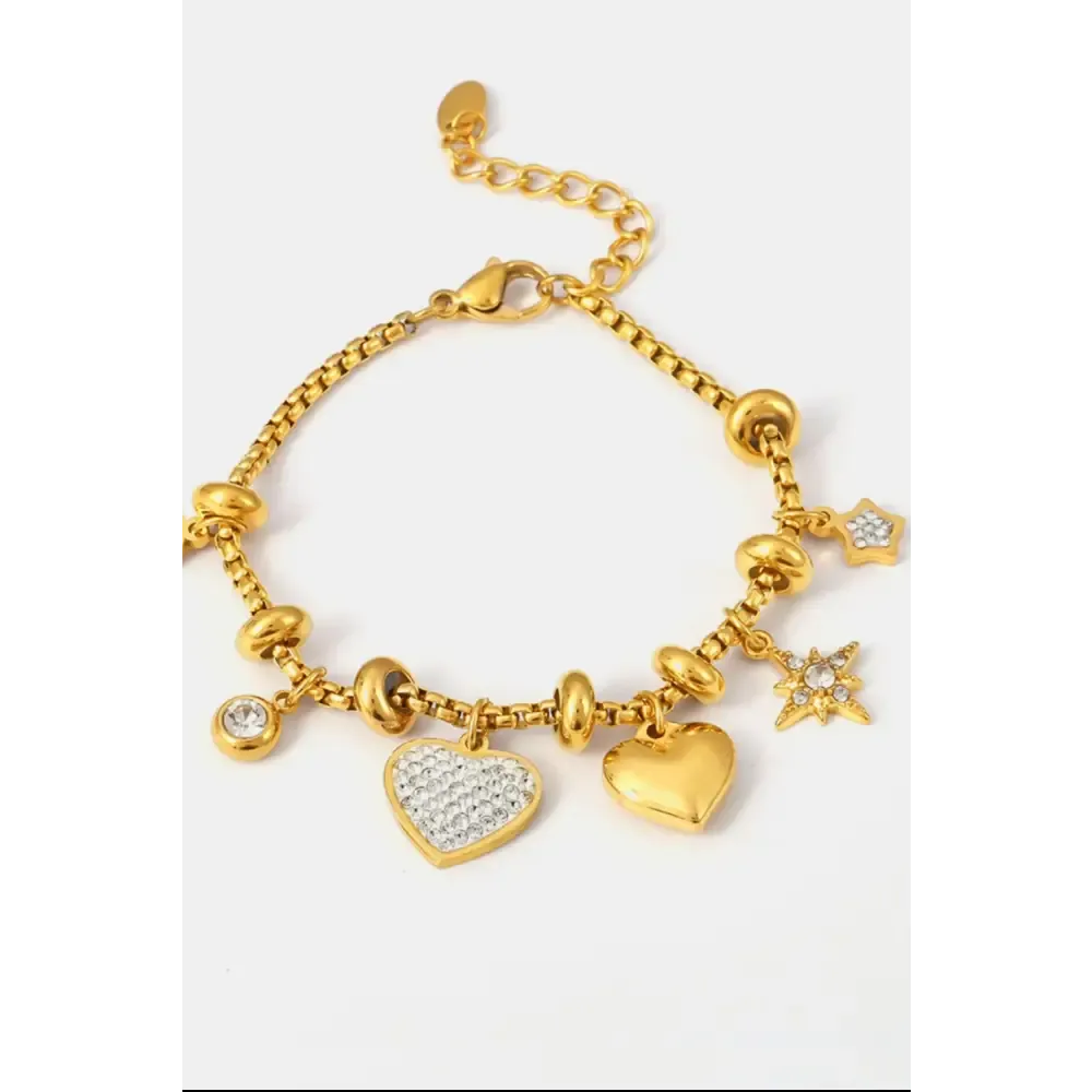 Titanium Steel Inland Zircon Heart Charm Bracelet in Luxury Fashion for Women