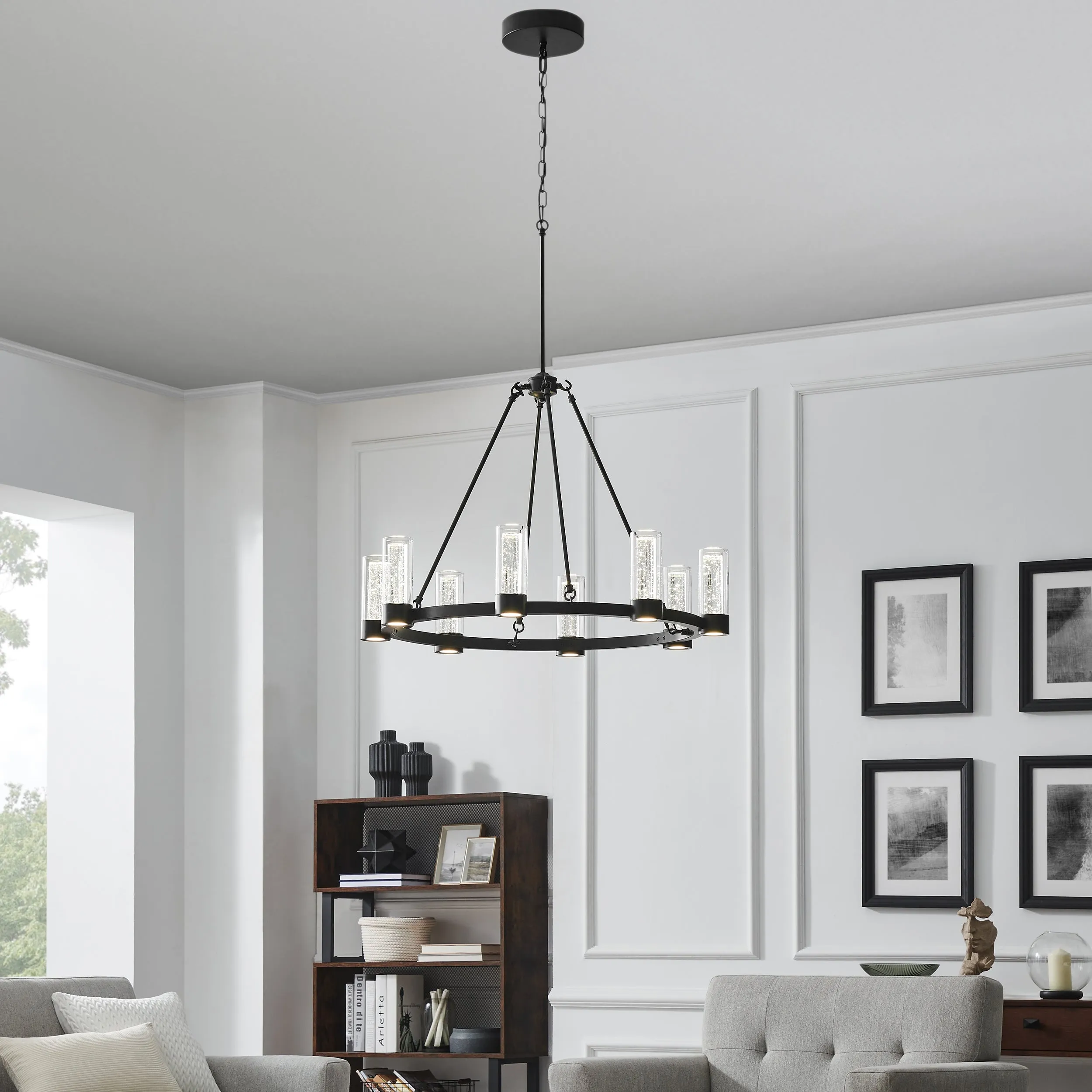 Victory 8 Light Chandelier //  Matte Black