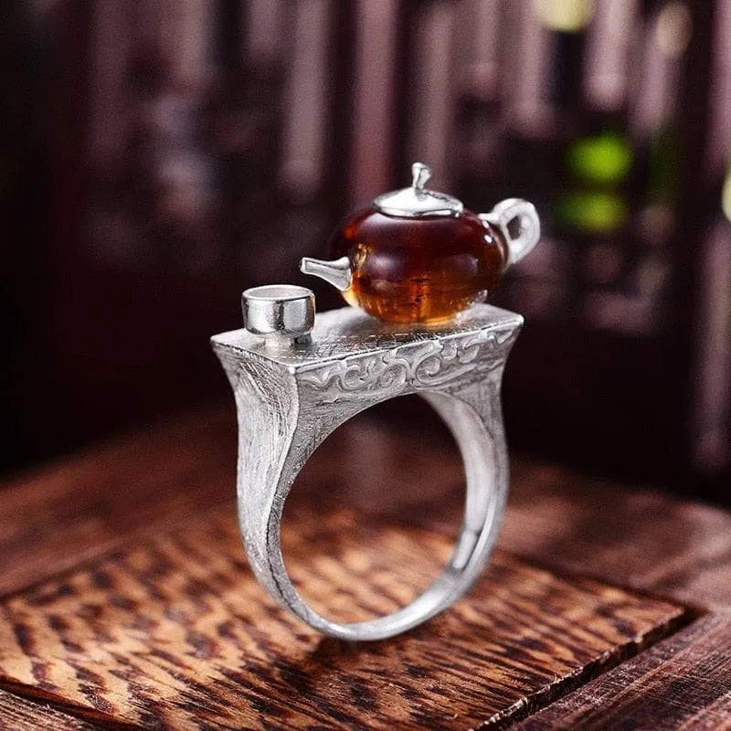 Vintage Cute Teapot Ring