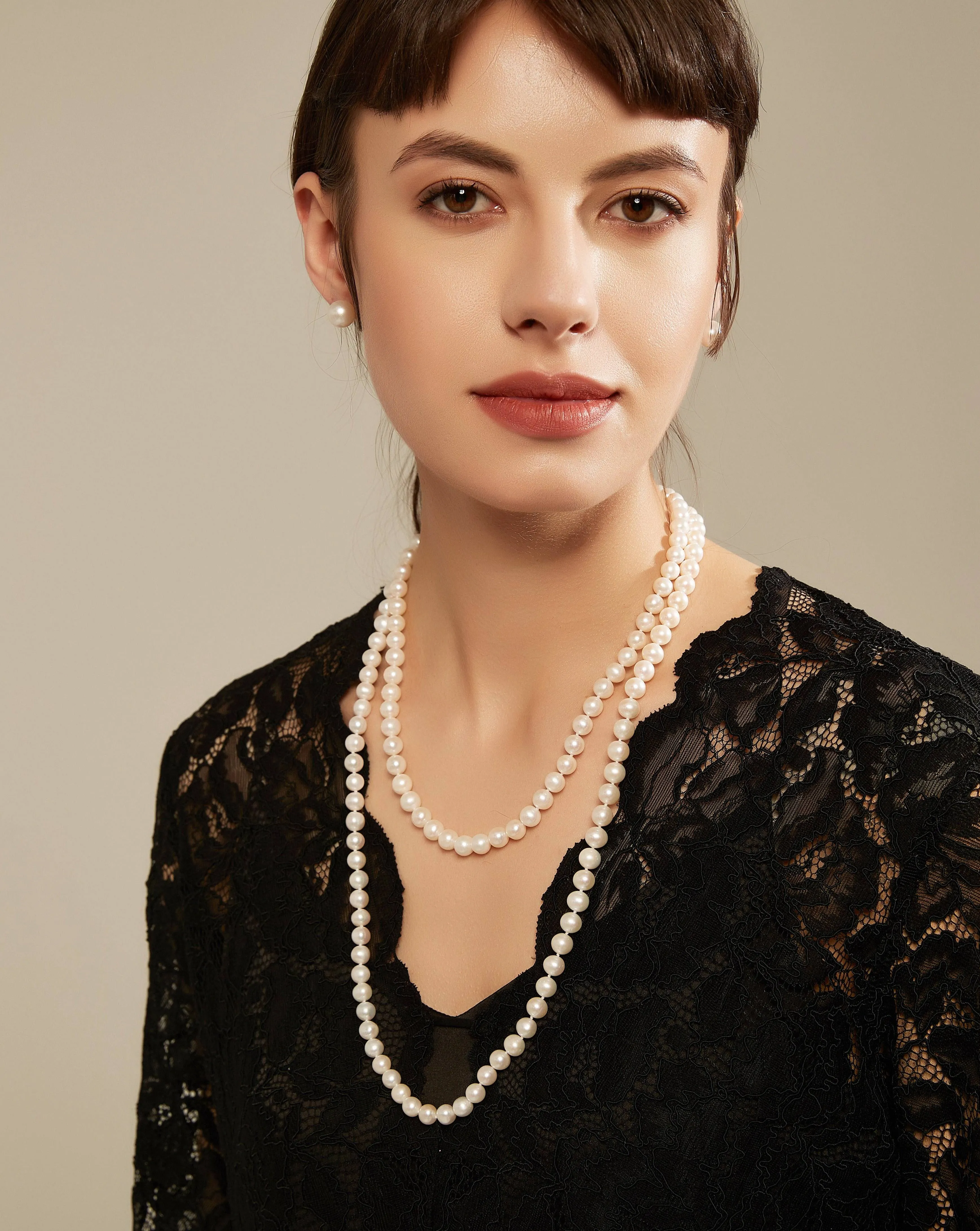 White 48" Length Freshwater Pearl Necklace