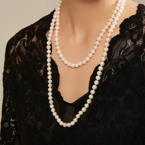 White 48" Length Freshwater Pearl Necklace