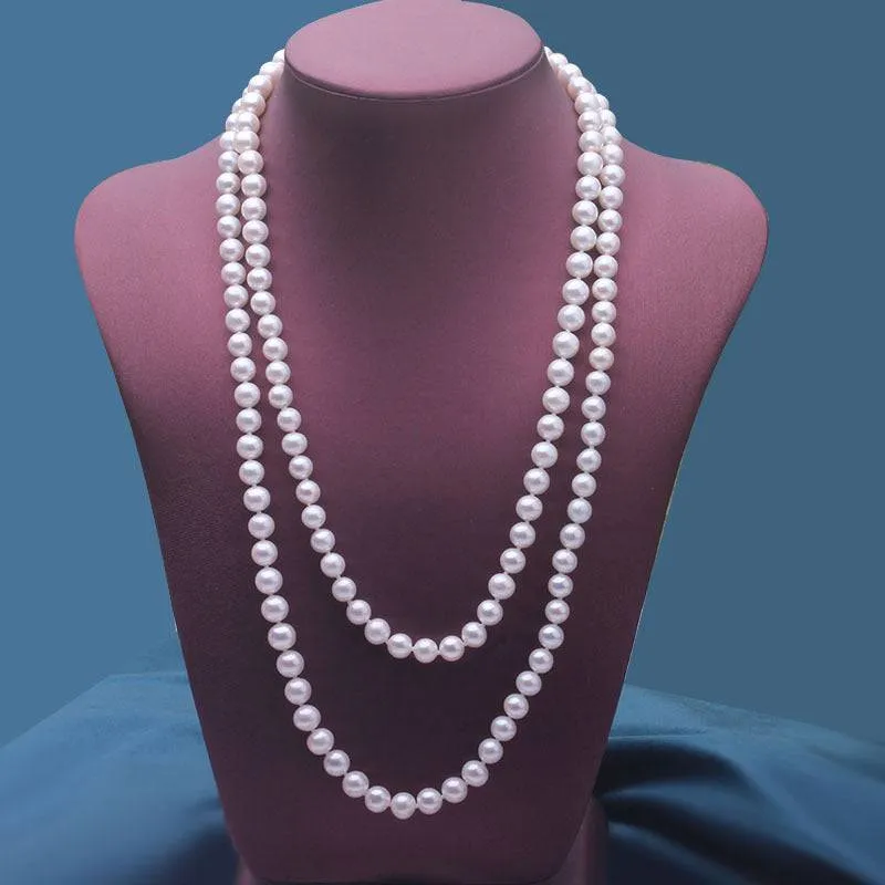 White 48" Length Freshwater Pearl Necklace