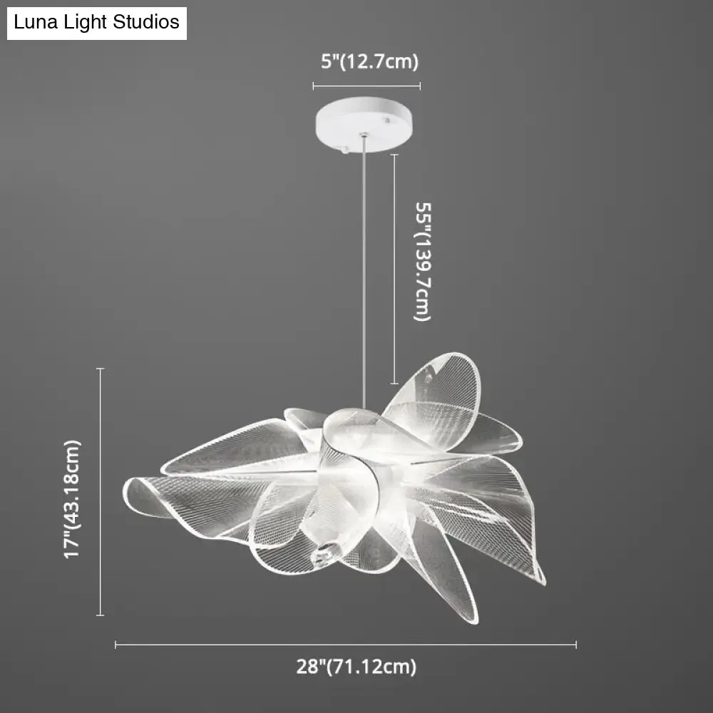 White Tulle-Like Floral Chandelier LED Cafe Light Fixture