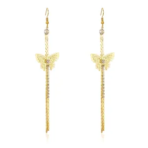 Yellow Chimes Butterfly Thread Chandelier Earring for Women & Girls