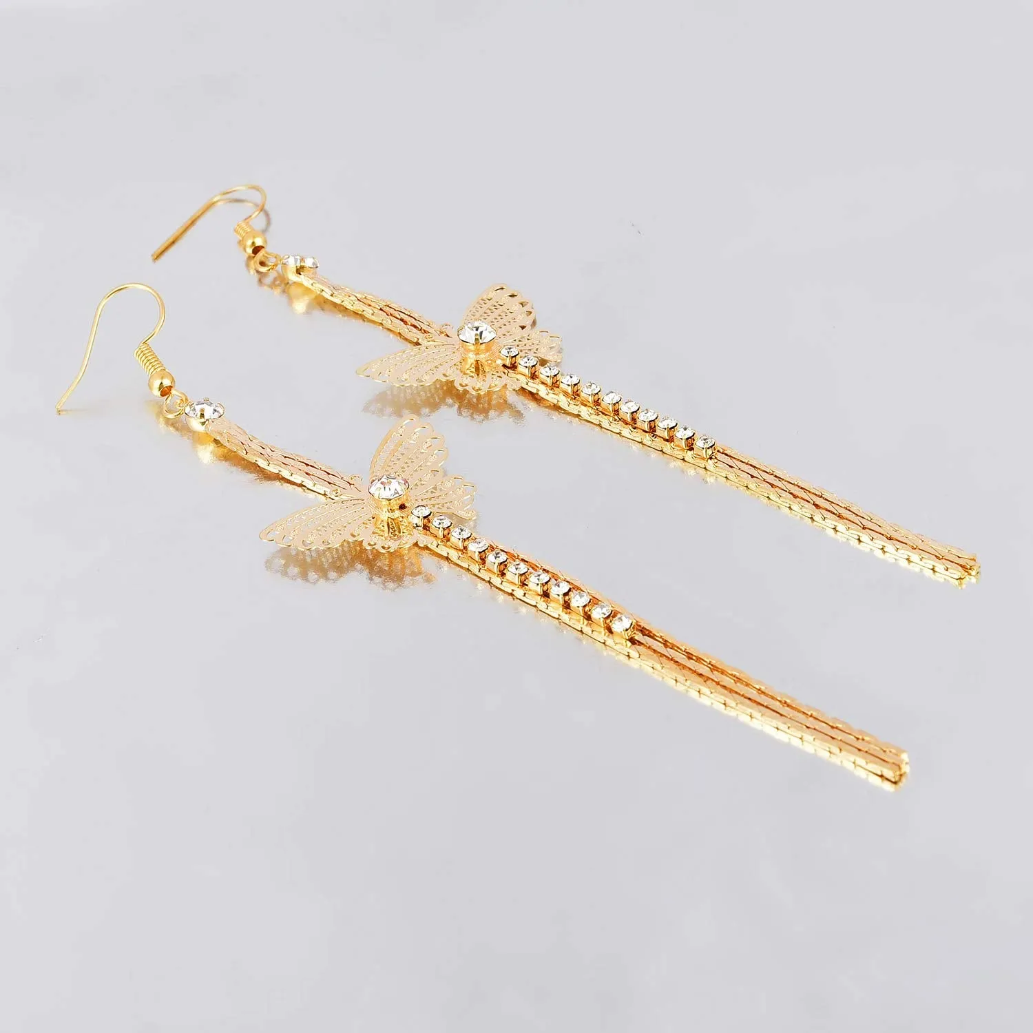 Yellow Chimes Butterfly Thread Chandelier Earring for Women & Girls